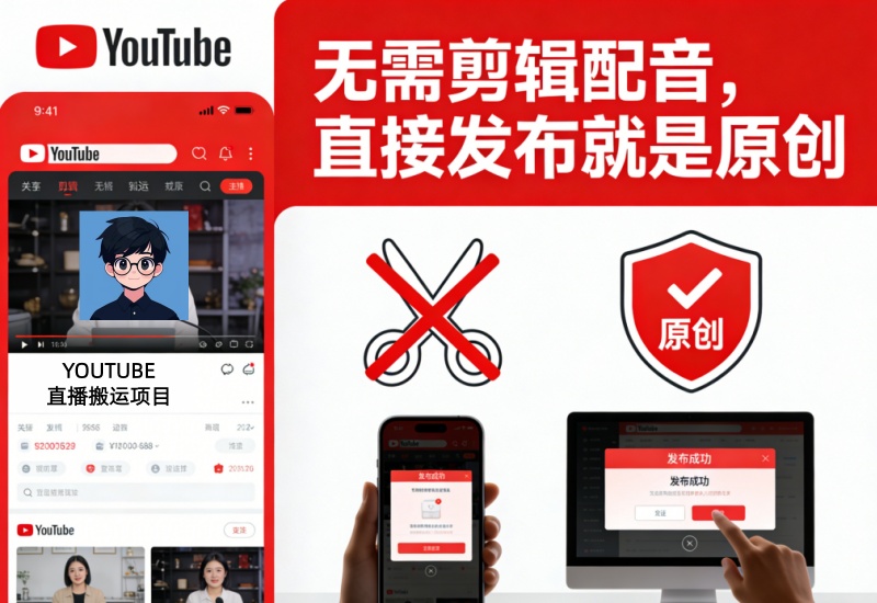 youtube直播搬运项目，无需剪辑配音，直接发布就是原创-北幕网