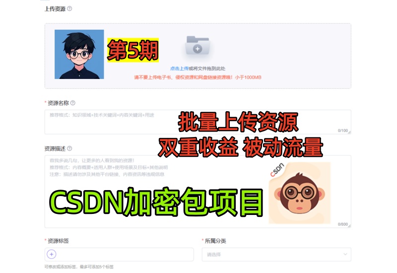 （第5期）CSDN加密资源包项目，多重收益被动流量，批量上传坐等收益-北幕网