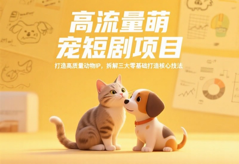 高流量萌宠短剧项目，打造高质量动物IP，拆解三大零基础打造核心技法-北幕网