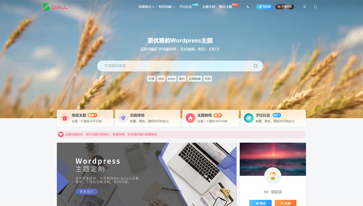 2023新版子比主题v7.1 WordPress主题 开心版