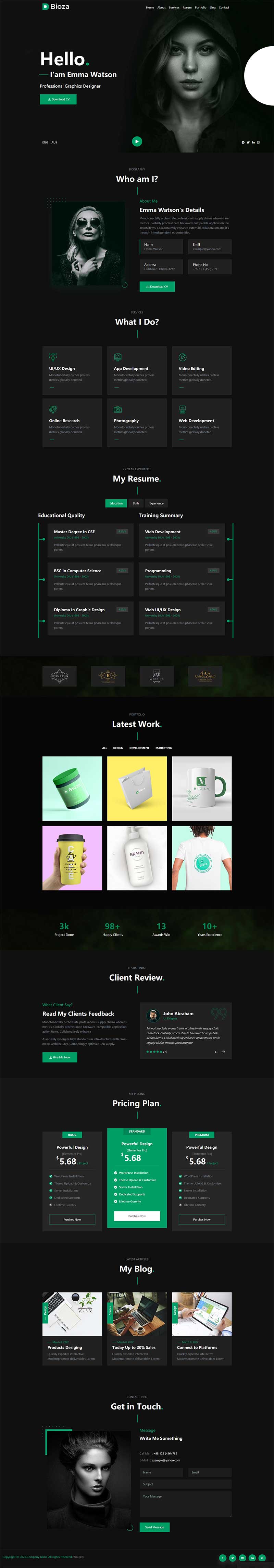 黑色图形设计师个人简历html模板