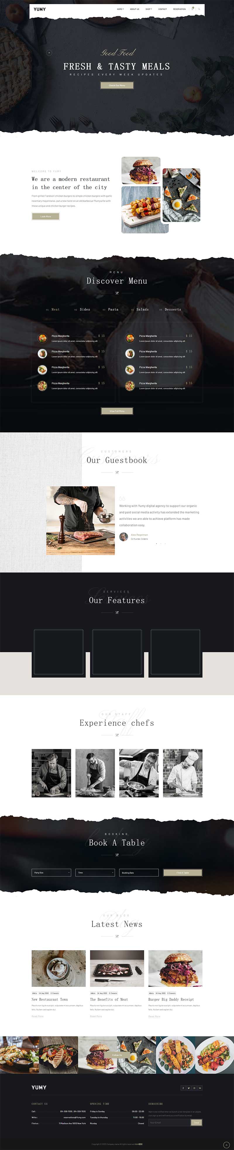 黑色高端私人厨房餐饮类html模板