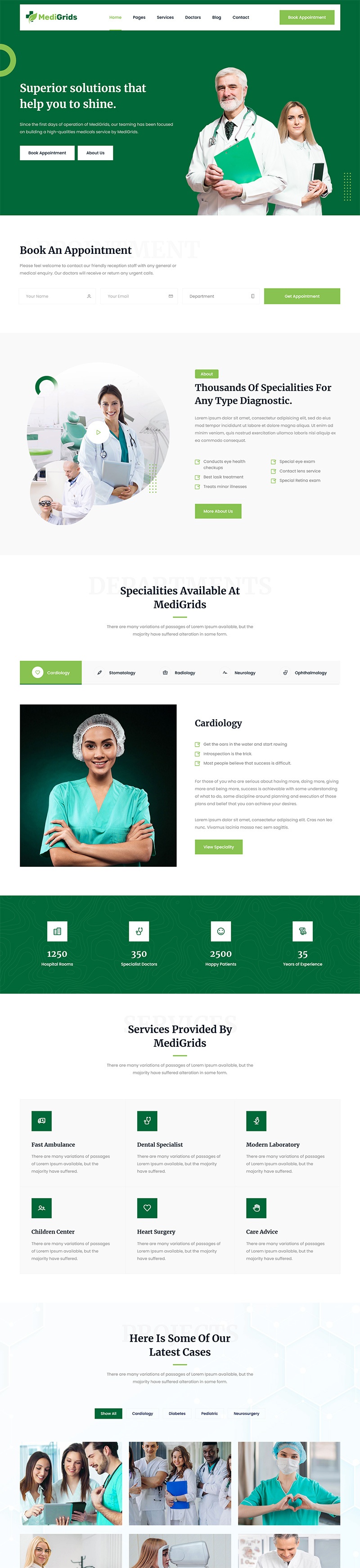 绿色医疗护理html模板