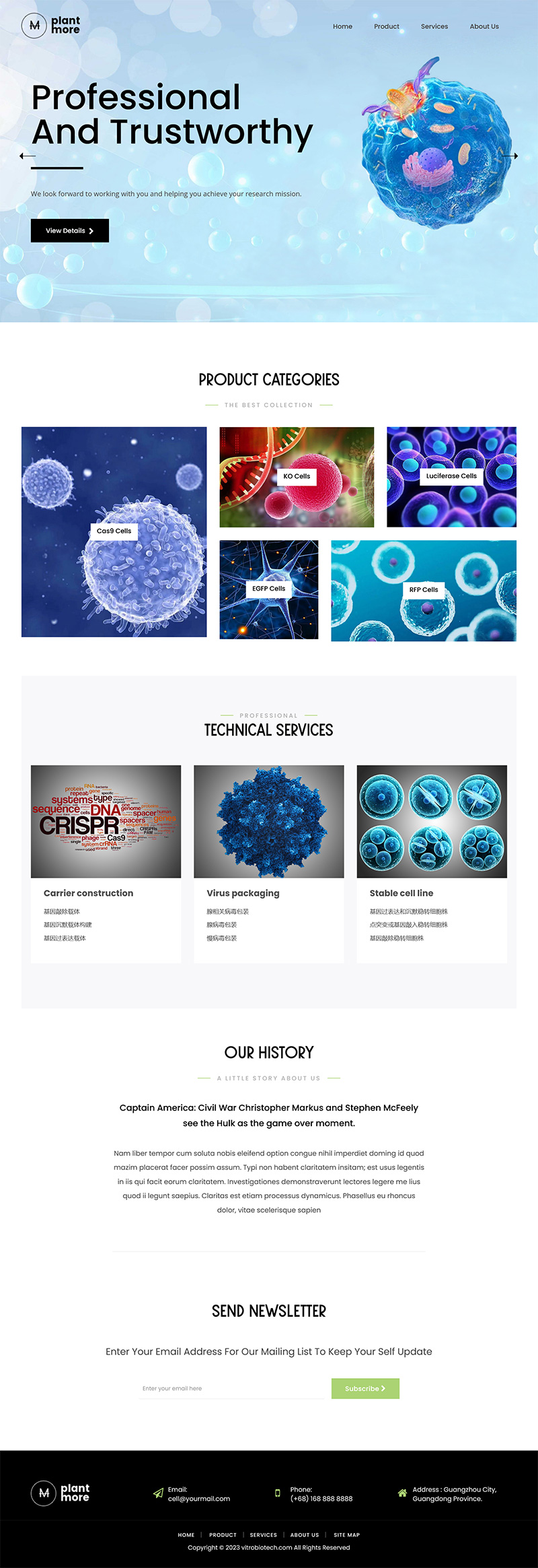 双语外贸生物细胞科技网站模板