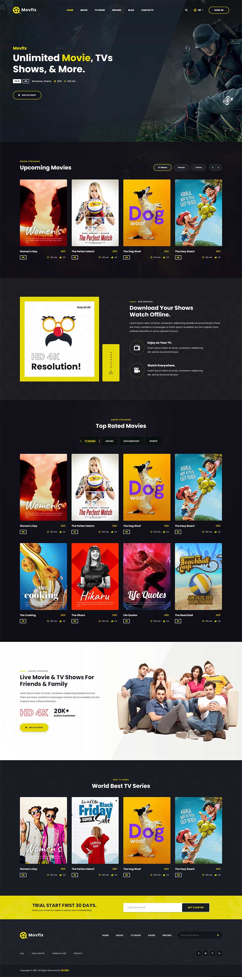 在线电影视频播放平台html网站模板